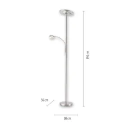 LED-Stehleuchte, stahlfarben, App, Fernbedienung, dimmbar
