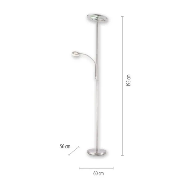 LED-Stehleuchte, stahlfarben, App, Fernbedienung, dimmbar