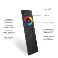 LED-Stehleuchte, stahl, Lichtfarbsteuerung, Fernbedienung, Dimmfunktion