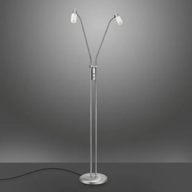 LED-Stehleuchte, stahl, 2 verstellbare Leuchtköpfe, warmweiß, blendfrei