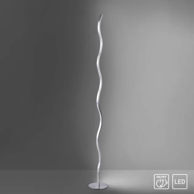 LED-Stehleuchte, stahl, Wellenform, warmweiße Lichtfarbe, energiesparend