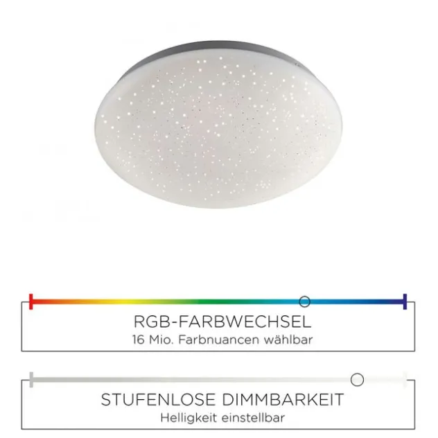 LED-Sternenhimmel, Deckenleuchte, Ø 25cm, dimmbar, RGB+W Farbwechsel