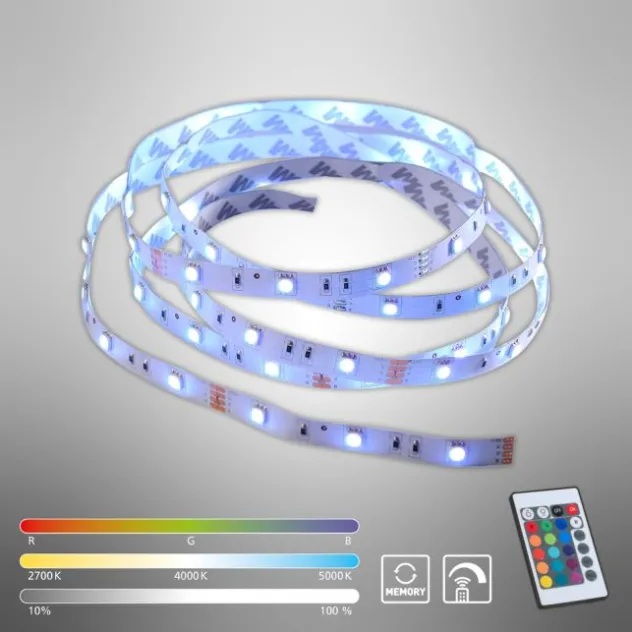 LED-Stripes, 3m, Fernbedienung, RGB Farbwechsel, inkl. Schnurschalter