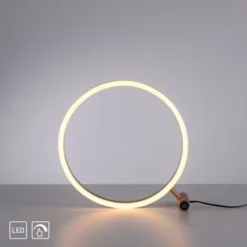 LED Tischlampe messing matt rund Ø30cm Touchdimmer Switchmo warmweiß