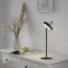 LED Tischlampe schwarz Akku Touchdimmer spritzwassergeschützt USB