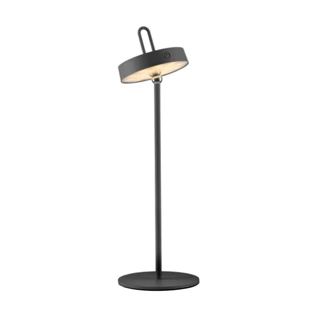 LED Tischlampe schwarz Akku Touchdimmer spritzwassergeschützt USB