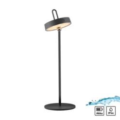 LED Tischlampe schwarz Akku Touchdimmer spritzwassergeschützt USB