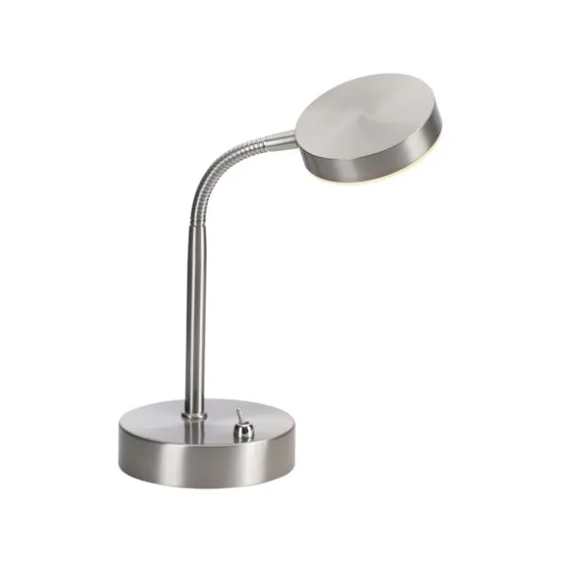 LED Tischlampe silberfarbig drehbar Schalter warmweiß Schreibtischlampe
