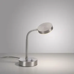 LED Tischlampe silberfarbig drehbar Schalter warmweiß Schreibtischlampe