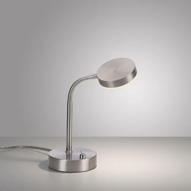 LED Tischlampe silberfarbig drehbar Schalter warmweiß Schreibtischlampe