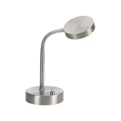 LED Tischlampe silberfarbig drehbar Schalter warmweiß Schreibtischlampe