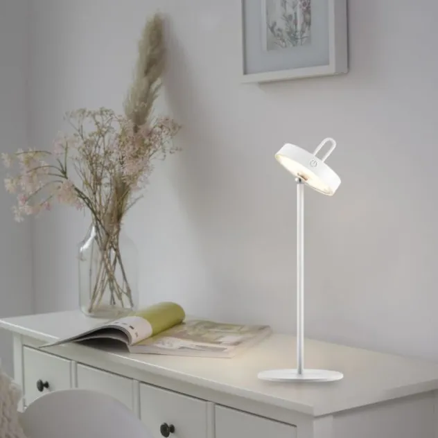 LED Tischlampe weiß Akku Touchdimmer spritzwassergeschützt USB