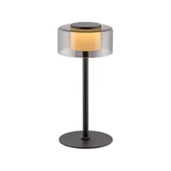 LED Tischleuche schwarz stufenlos dimmbar Rauchglas Memoryfunktion