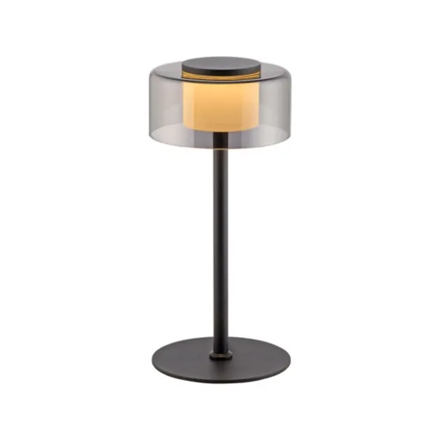 LED Tischleuche schwarz stufenlos dimmbar Rauchglas Memoryfunktion