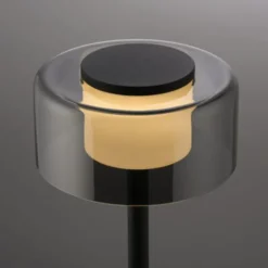 LED Tischleuche schwarz stufenlos dimmbar Rauchglas Memoryfunktion