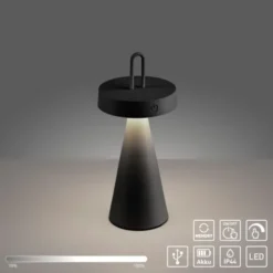 LED Tischleuchte Akku schwarz dimmbar per Touch IP44 Innen-Außen