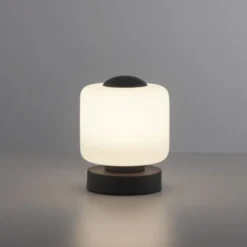 LED Tischleuchte anthrazit farbig rund Touchdimmer zeitloses Design