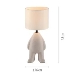 LED Tischleuchte beige Männchen stehend Stoffschirm mit Schnurschalter