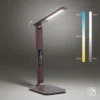 LED Tischleuchte, braun, Dimmfunktion, Induktionsladefläche, Displayanzeige