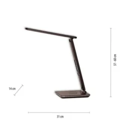 LED Tischleuchte, braun, Dimmfunktion, Induktionsladefläche, Displayanzeige