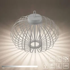 LED Tischleuchte D=46cm greige Akkulampe USB IP44 dimmbar per Touch