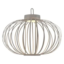 LED Tischleuchte D=46cm greige Akkulampe USB IP44 dimmbar per Touch