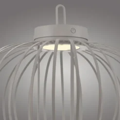 LED Tischleuchte D=46cm greige Akkulampe USB IP44 dimmbar per Touch