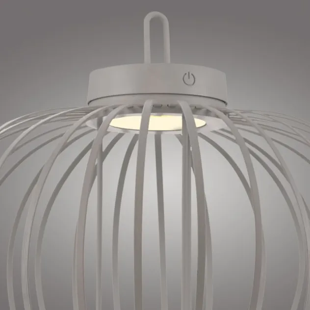 LED Tischleuchte D=46cm greige Akkulampe USB IP44 dimmbar per Touch