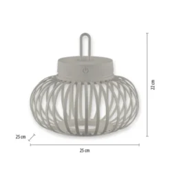 LED Tischleuchte D=25cm greige Akkulampe USB IP44 dimmbar per Touch