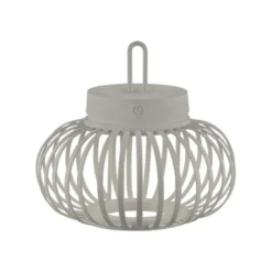 LED Tischleuchte D=25cm greige Akkulampe USB IP44 dimmbar per Touch