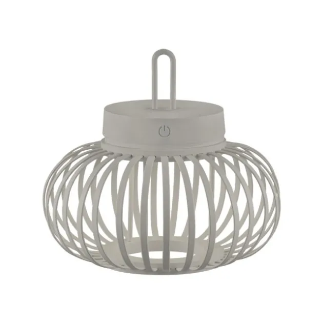 LED Tischleuchte D=25cm greige Akkulampe USB IP44 dimmbar per Touch