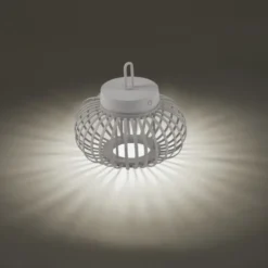 LED Tischleuchte D=25cm greige Akkulampe USB IP44 dimmbar per Touch