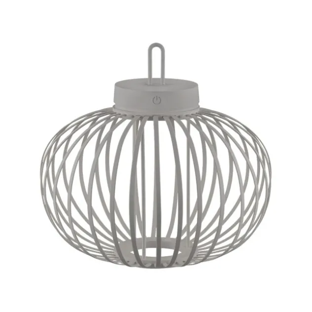 LED Tischleuchte D=36cm greige Akkulampe USB IP44 dimmbar per Touch