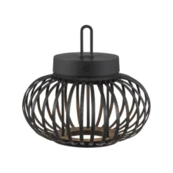 LED Tischleuchte D=25cm schwarz Akkulampe USB IP44 dimmbar per Touch