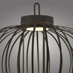 LED Tischleuchte D=46cm schwarz Akkulampe USB IP44 dimmbar per Touch