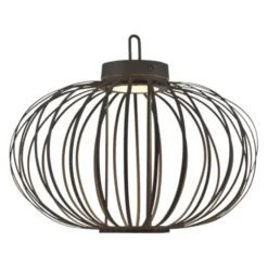 LED Tischleuchte D=46cm schwarz Akkulampe USB IP44 dimmbar per Touch