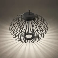 LED Tischleuchte D=46cm schwarz Akkulampe USB IP44 dimmbar per Touch