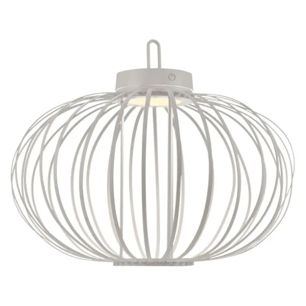 LED Tischleuchte D=46cm weiß Akkulampe USB IP44 dimmbar per Touch