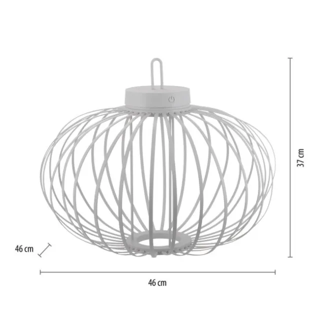 LED Tischleuchte D=46cm weiß Akkulampe USB IP44 dimmbar per Touch