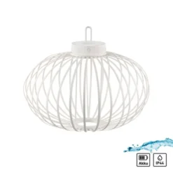 LED Tischleuchte D=46cm weiß Akkulampe USB IP44 dimmbar per Touch