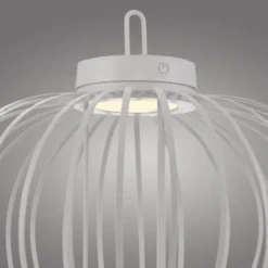 LED Tischleuchte D=46cm weiß Akkulampe USB IP44 dimmbar per Touch