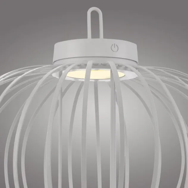 LED Tischleuchte D=46cm weiß Akkulampe USB IP44 dimmbar per Touch
