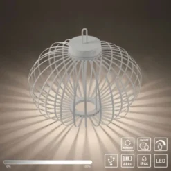 LED Tischleuchte D=46cm weiß Akkulampe USB IP44 dimmbar per Touch
