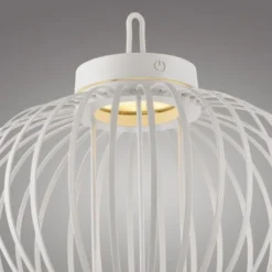 LED Tischleuchte D=36cm weiß Akkulampe USB IP44 dimmbar per Touch