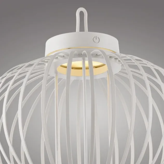 LED Tischleuchte D=36cm weiß Akkulampe USB IP44 dimmbar per Touch
