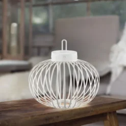 LED Tischleuchte D=36cm weiß Akkulampe USB IP44 dimmbar per Touch