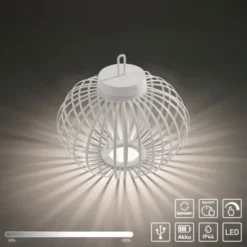 LED Tischleuchte D=36cm weiß Akkulampe USB IP44 dimmbar per Touch