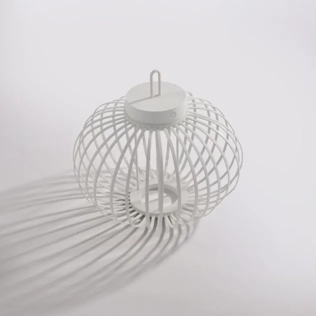 LED Tischleuchte D=36cm weiß Akkulampe USB IP44 dimmbar per Touch