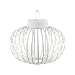 LED Tischleuchte D=36cm weiß Akkulampe USB IP44 dimmbar per Touch