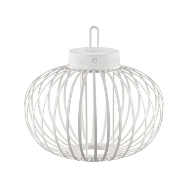 LED Tischleuchte D=36cm weiß Akkulampe USB IP44 dimmbar per Touch